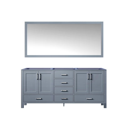 Jacques 72" White, Dark Grey, Distressed Grey Double Vanity, Available with White Carrara Marble Top, White Square Sink and 70" Mirror and Faucet - The Bath Vanities