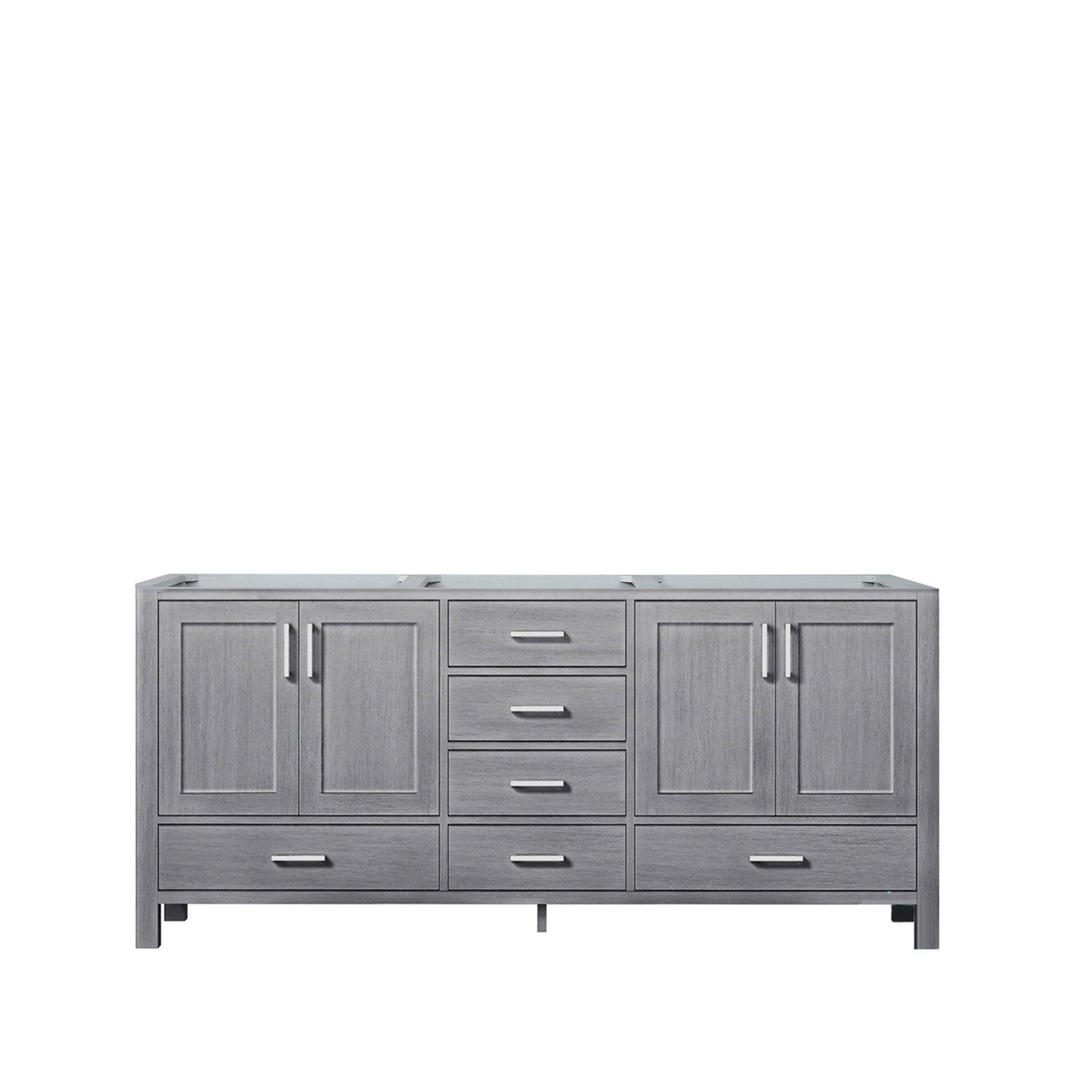 Jacques 72" White, Dark Grey, Distressed Grey Double Vanity, Available with White Carrara Marble Top, White Square Sink and 70" Mirror and Faucet - The Bath Vanities