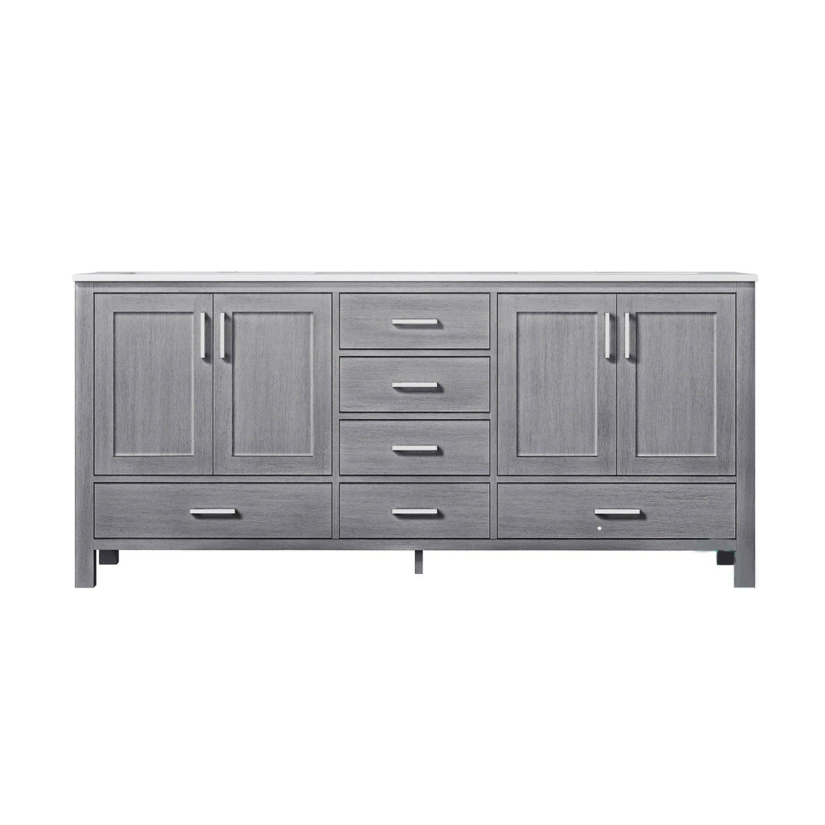 Jacques 72" White, Dark Grey, Distressed Grey Double Vanity, Available with White Carrara Marble Top, White Square Sink and 70" Mirror and Faucet - The Bath Vanities