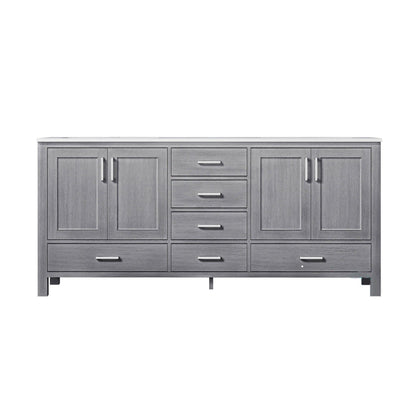 Jacques 72" White, Dark Grey, Distressed Grey Double Vanity, Available with White Carrara Marble Top, White Square Sink and 70" Mirror and Faucet - The Bath Vanities