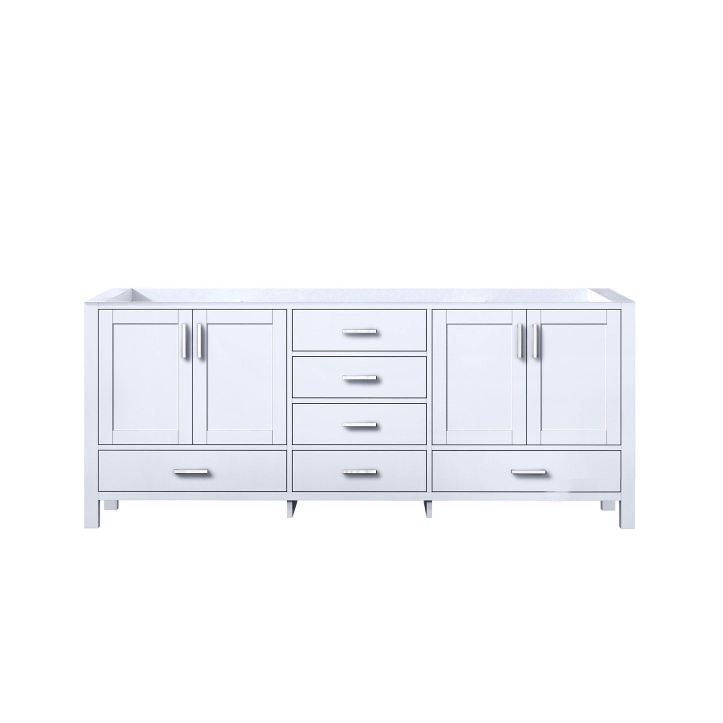 Jacques 80" White, Dark Grey, Distressed Grey Double Vanity, Available with White Carrara Marble Top, White Square Sink, 30" Mirror and Faucet - The Bath Vanities