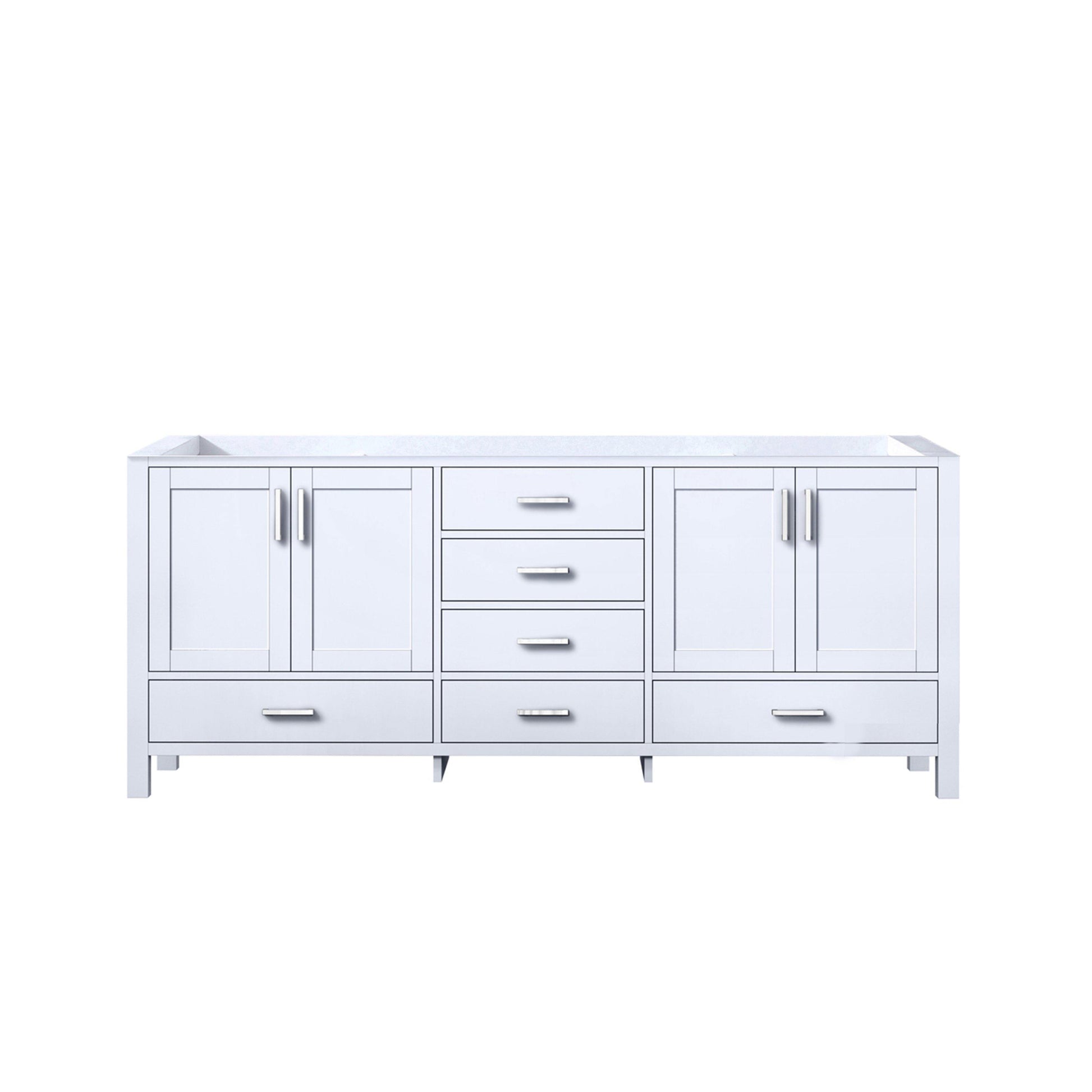 Jacques 80" White, Dark Grey, Distressed Grey Double Vanity, Available with White Carrara Marble Top, White Square Sink, 30" Mirror and Faucet - The Bath Vanities