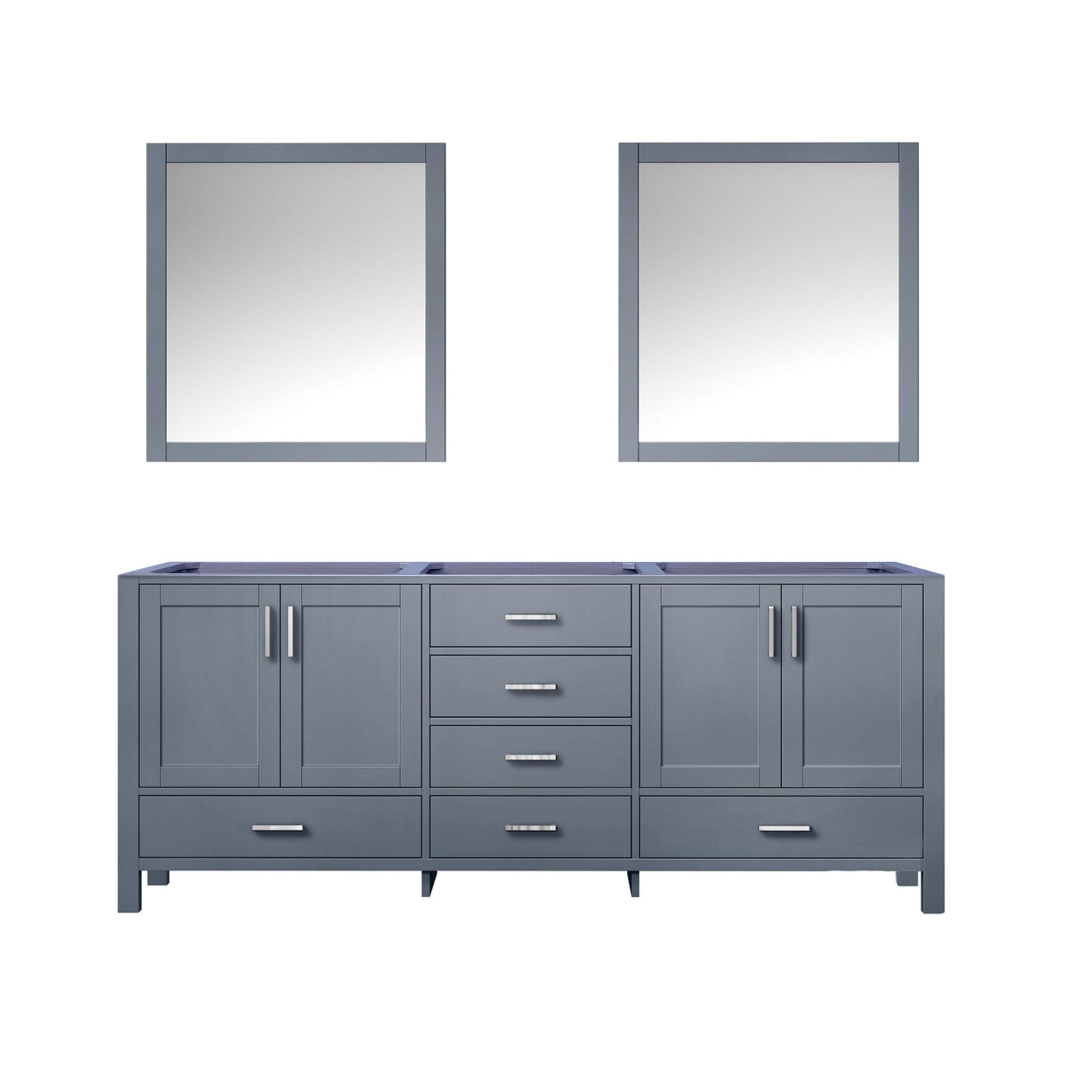 Jacques 80" White, Dark Grey, Distressed Grey Double Vanity, Available with White Carrara Marble Top, White Square Sink, 30" Mirror and Faucet - The Bath Vanities