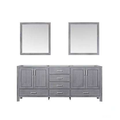 Jacques 80" White, Dark Grey, Distressed Grey Double Vanity, Available with White Carrara Marble Top, White Square Sink, 30" Mirror and Faucet - The Bath Vanities