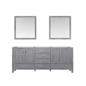 Jacques 80" White, Dark Grey, Distressed Grey Double Vanity, Available with White Carrara Marble Top, White Square Sink, 30" Mirror and Faucet - The Bath Vanities