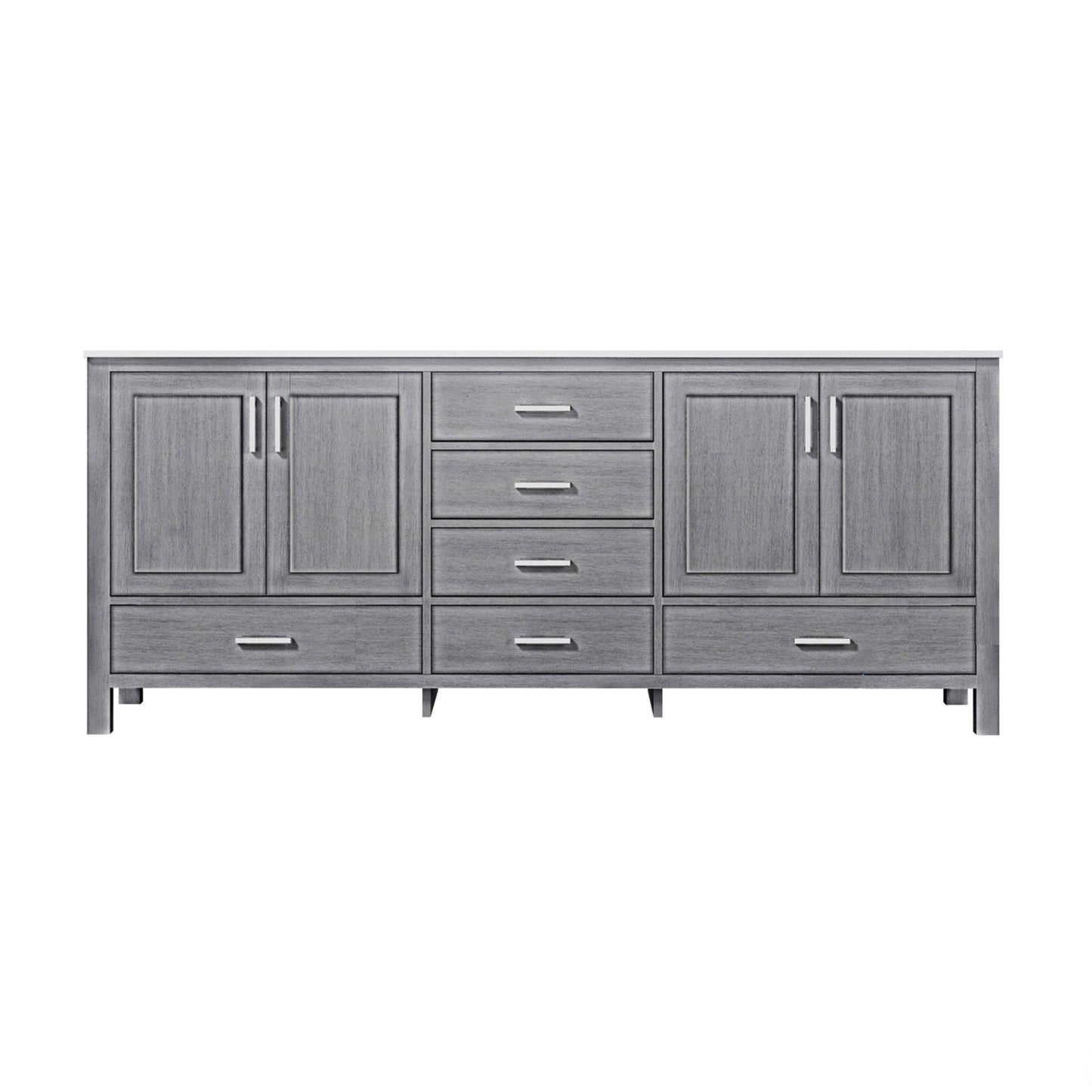 Jacques 80" White, Dark Grey, Distressed Grey Double Vanity, Available with White Carrara Marble Top, White Square Sink, 30" Mirror and Faucet - The Bath Vanities