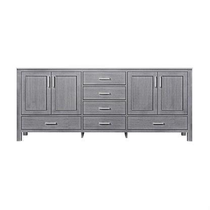 Jacques 80" White, Dark Grey, Distressed Grey Double Vanity, Available with White Carrara Marble Top, White Square Sink, 30" Mirror and Faucet - The Bath Vanities