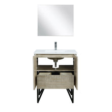 Load image into Gallery viewer, Lancy 36&quot; Rustic Acacia Bathroom Vanity, White Quartz Top, White Square Sink.  Optional: 28&quot; Frameless Mirror, Faucet Set with Pop-Up Drain and P-Trap - The Bath Vanities