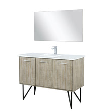 Load image into Gallery viewer, Lancy 48&quot; Rustic Acacia Bathroom Vanity, White Quartz Top, White Square Sink.  Optional: 43&quot; Frameless Mirror, Faucet Set with Pop-Up Drain and P-Trap - The Bath Vanities