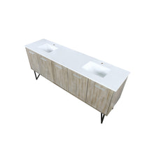 Load image into Gallery viewer, Lancy 80&quot; Rustic Acacia Bathroom Vanity, White Quartz Top, White Square Sink.  Optional: 70&quot; Frameless Mirror, Faucet Set with Pop-Up Drain and P-Trap - The Bath Vanities
