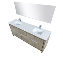 Load image into Gallery viewer, Lafarre 80&quot; Rustic Acacia Bathroom Vanity, White Quartz Top, White Square Sink, and Monte Chrome Faucet Set.  Available with 70&quot; Frameless Mirror, Faucet Set with Pop-Up Drain and P-Trap - The Bath Vanities