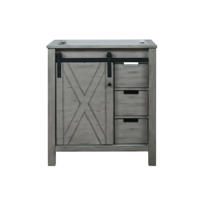 Marsyas 30"  White, Dark Grey, Brown, Rustic Brown, Ash Grey Single Vanity, Available with White Carrara Marble Top and Quartz Top, White Square Sink, 28" Mirror and Faucet - The Bath Vanities