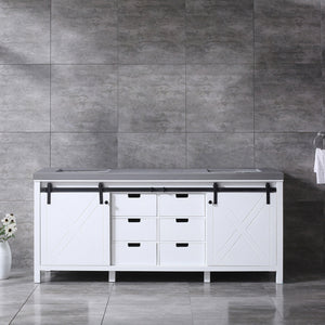 Marsyas 80" White, Dark Grey, Brown, Rustic Brown or Ash Grey Double Vanity, Available with White Carrara Marble Top and Quartz Top, White Square Sink, 30" Mirror and Faucet - The Bath Vanities