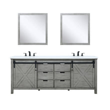 Load image into Gallery viewer, Marsyas 80&quot; White, Dark Grey, Brown, Rustic Brown or Ash Grey Double Vanity, Available with White Carrara Marble Top and Quartz Top, White Square Sink, 30&quot; Mirror and Faucet - The Bath Vanities