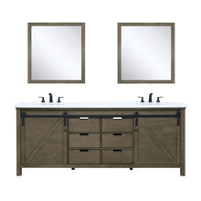 Load image into Gallery viewer, Marsyas 80&quot; White, Dark Grey, Brown, Rustic Brown or Ash Grey Double Vanity, Available with White Carrara Marble Top and Quartz Top, White Square Sink, 30&quot; Mirror and Faucet - The Bath Vanities