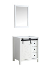 Load image into Gallery viewer, Marsyas Veluti 30&quot;  White, Dark Grey, Rustic Brown Single Vanity, Available with White Carrara Marble or Grey Quartz Top, White Square Sink, 28&quot; Mirror and Faucet - The Bath Vanities