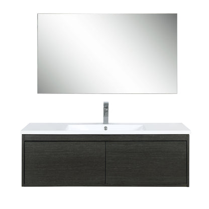 Sant 48" Iron Charcoal Bath Vanity, Acrylic Composite Top with Integrated Sink with 43" Frameless Mirror, Faucet Set with Pop-Up Drain and P-Trap