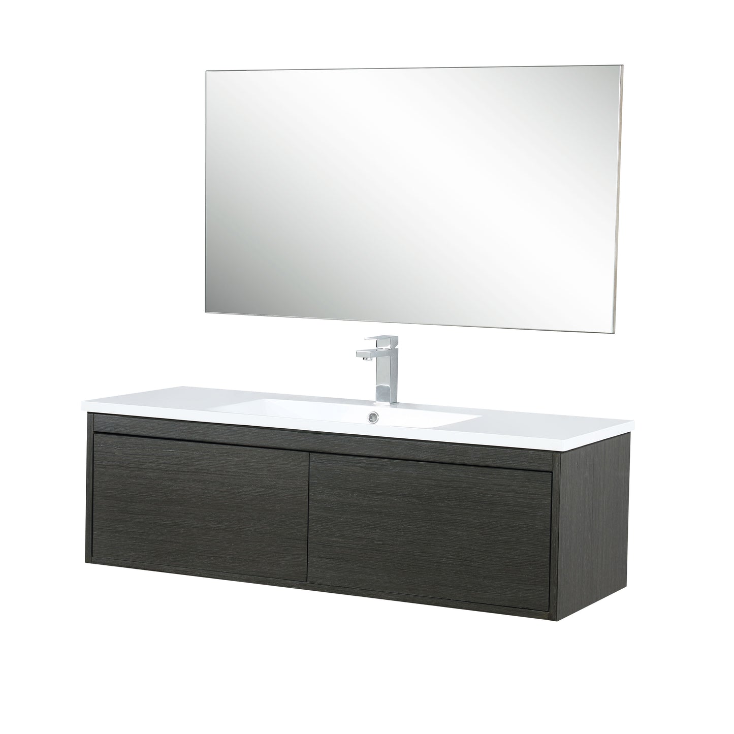 Sant 48" Iron Charcoal Vanity set, 43" Frameless Mirror, Faucet Set