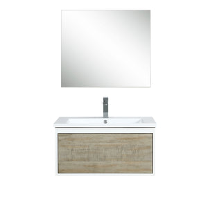 Scopi 30" Rustic Acacia Bath Vanity set, 28" Frameless Mirror, Faucet