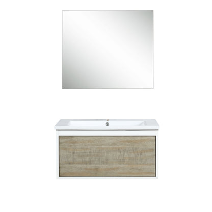 Scopi 30" Rustic Acacia Bath Vanity set, 28" Frameless Mirror, Faucet