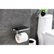Load image into Gallery viewer, Bagno Bianca White / Black Glass Shelf w/ Toilet Paper Holder