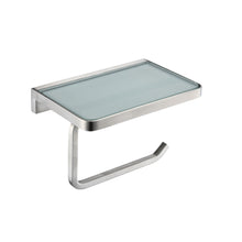 Load image into Gallery viewer, Bagno Bianca White / Black Glass Shelf w/ Toilet Paper Holder
