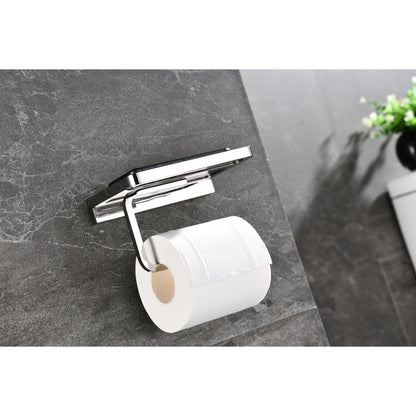 Bagno Bianca White / Black Glass Shelf w/ Toilet Paper Holder