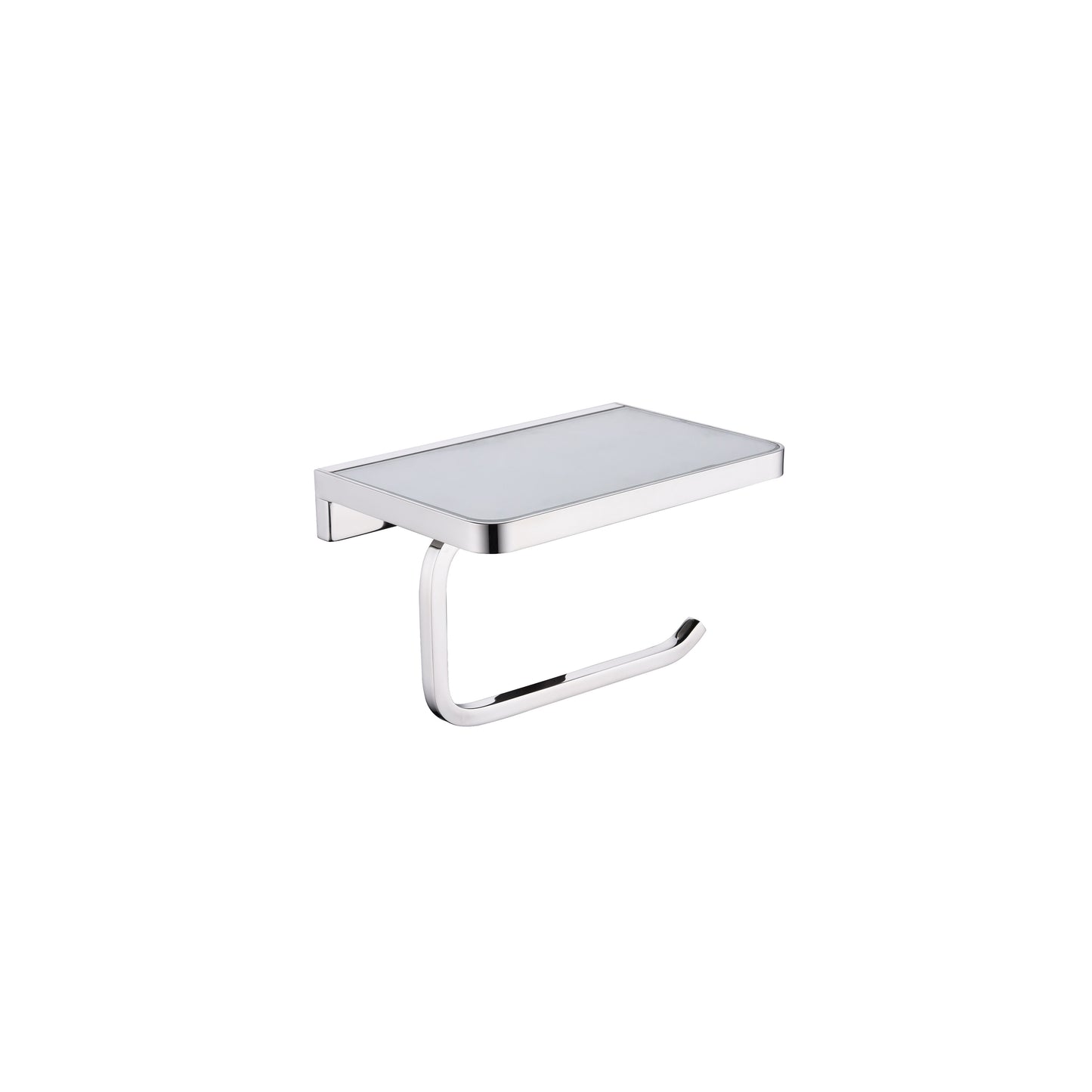 Bagno Bianca White / Black Glass Shelf w/ Toilet Paper Holder