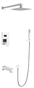 Monte Celo Set, 8" Square Rain Shower and Handheld in Chrome - The Bath Vanities