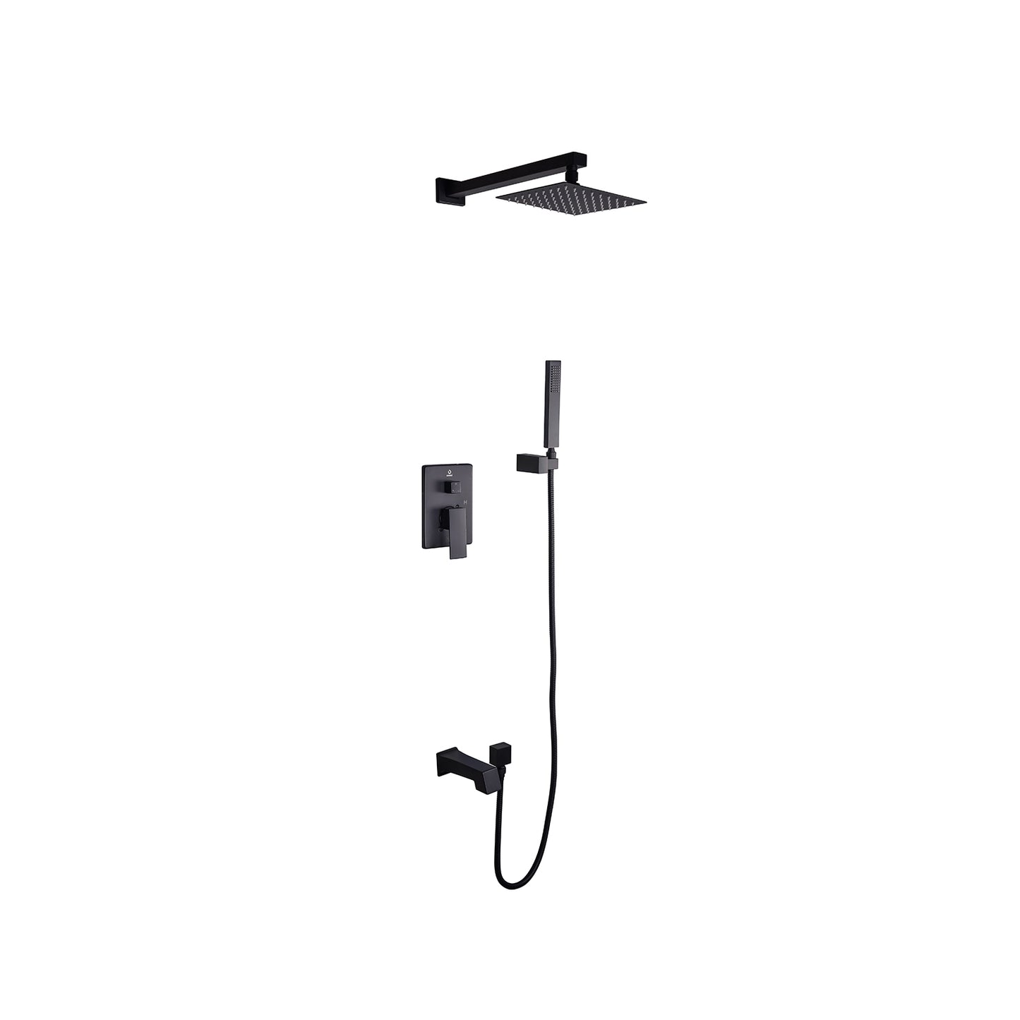 Monte Celo Set, 8" Square Rain Shower and Handheld in Chrome or Matte Black