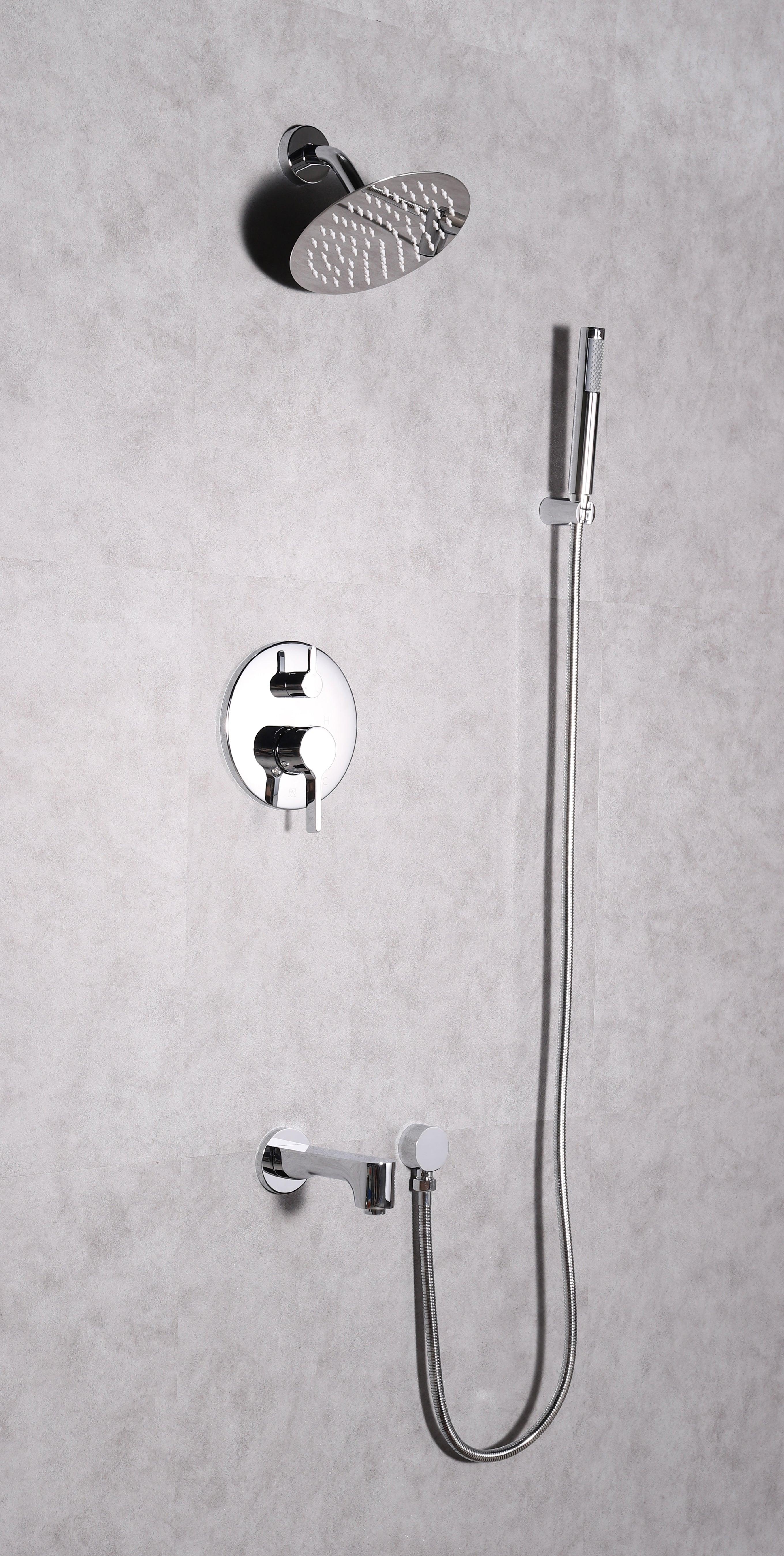Salamonio Set, 8" Round Rain Shower and Handheld in Chrome or Matte Black