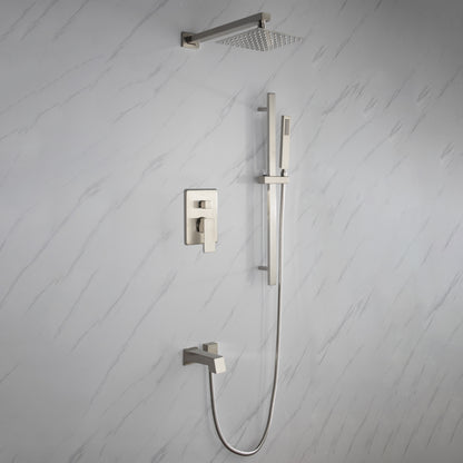 Cero Set, 8" Square Rain Shower and Handheld in Matte Black, Chrome or Brushed Nickel