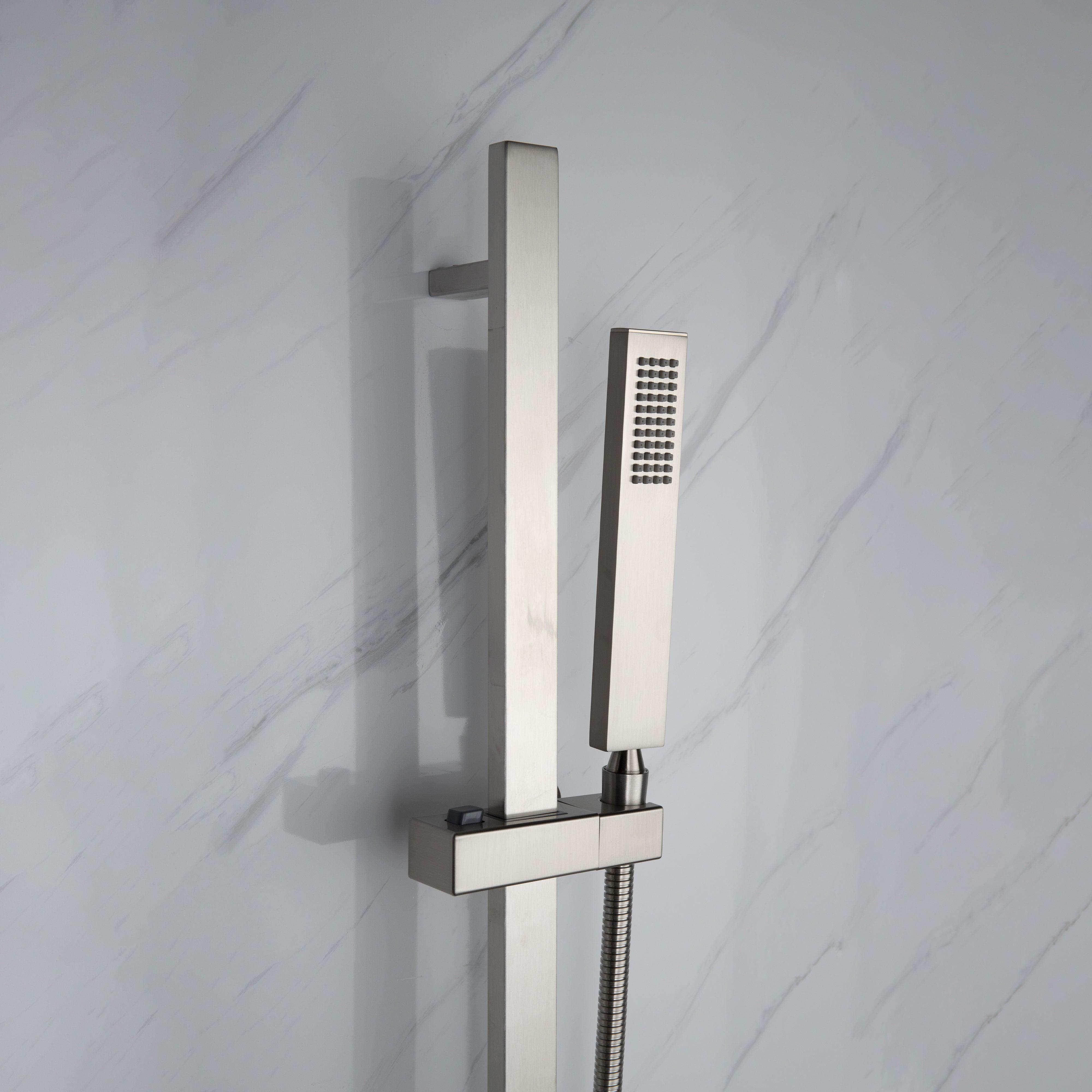 Cero Set, 8" Square Rain Shower and Handheld in Matte Black, Chrome or Brushed Nickel