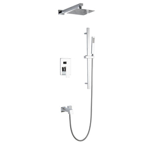 Cero Set, 8" Square Rain Shower and Handheld in Chrome  - The Bath Vanities