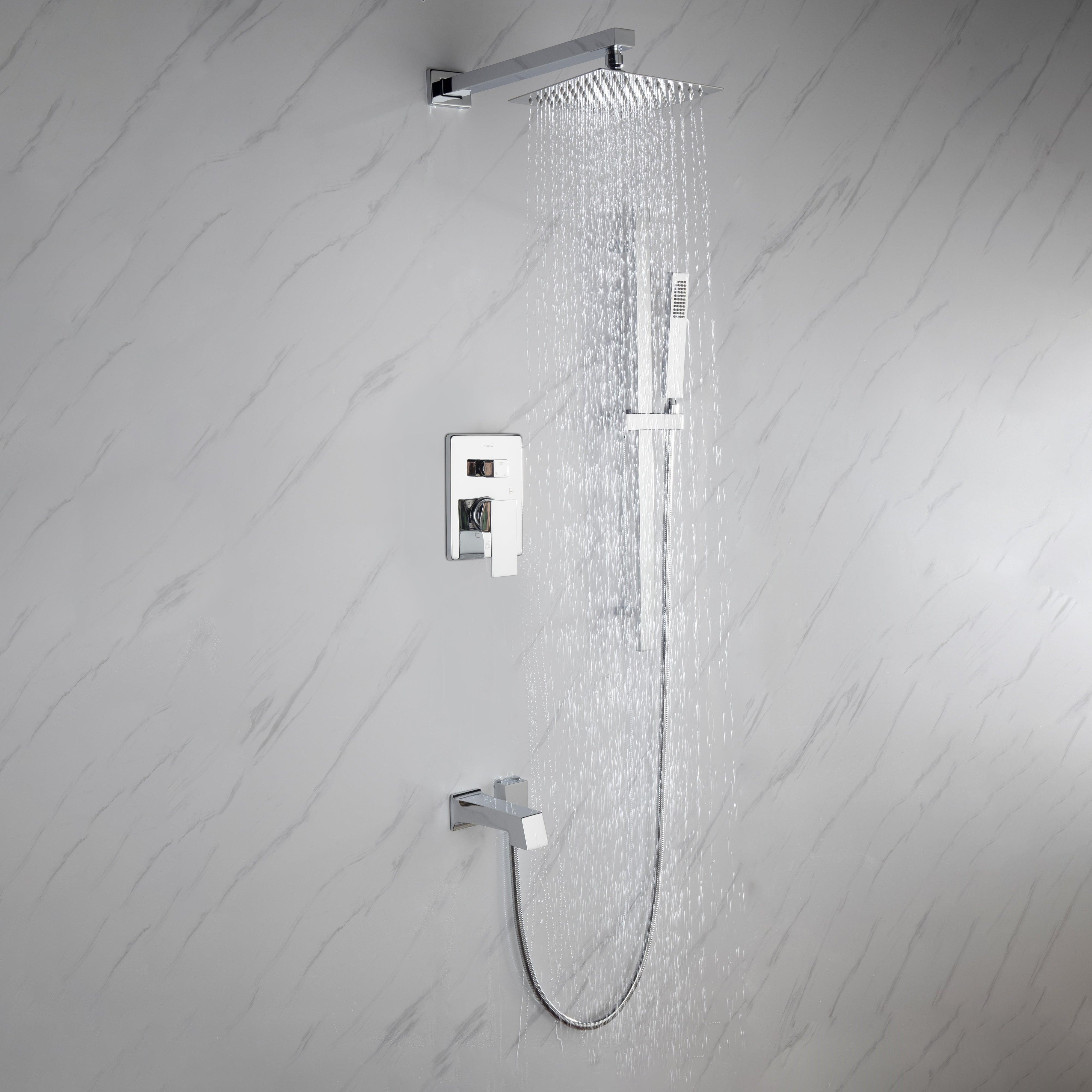 Cero Set, 8" Square Rain Shower and Handheld in Matte Black, Chrome or Brushed Nickel