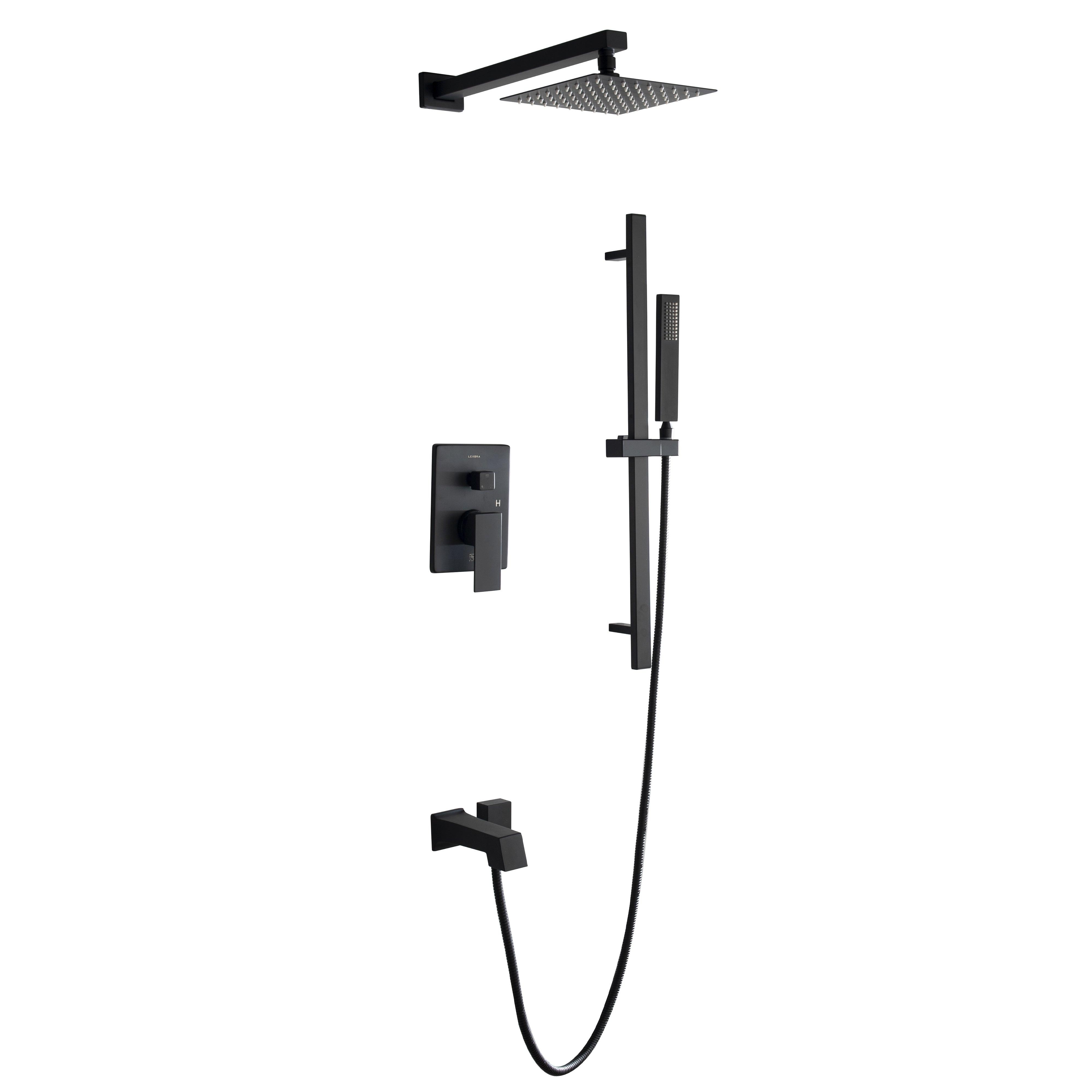 Cero Set, 8" Square Rain Shower and Handheld in Matte Black - The Bath Vanities