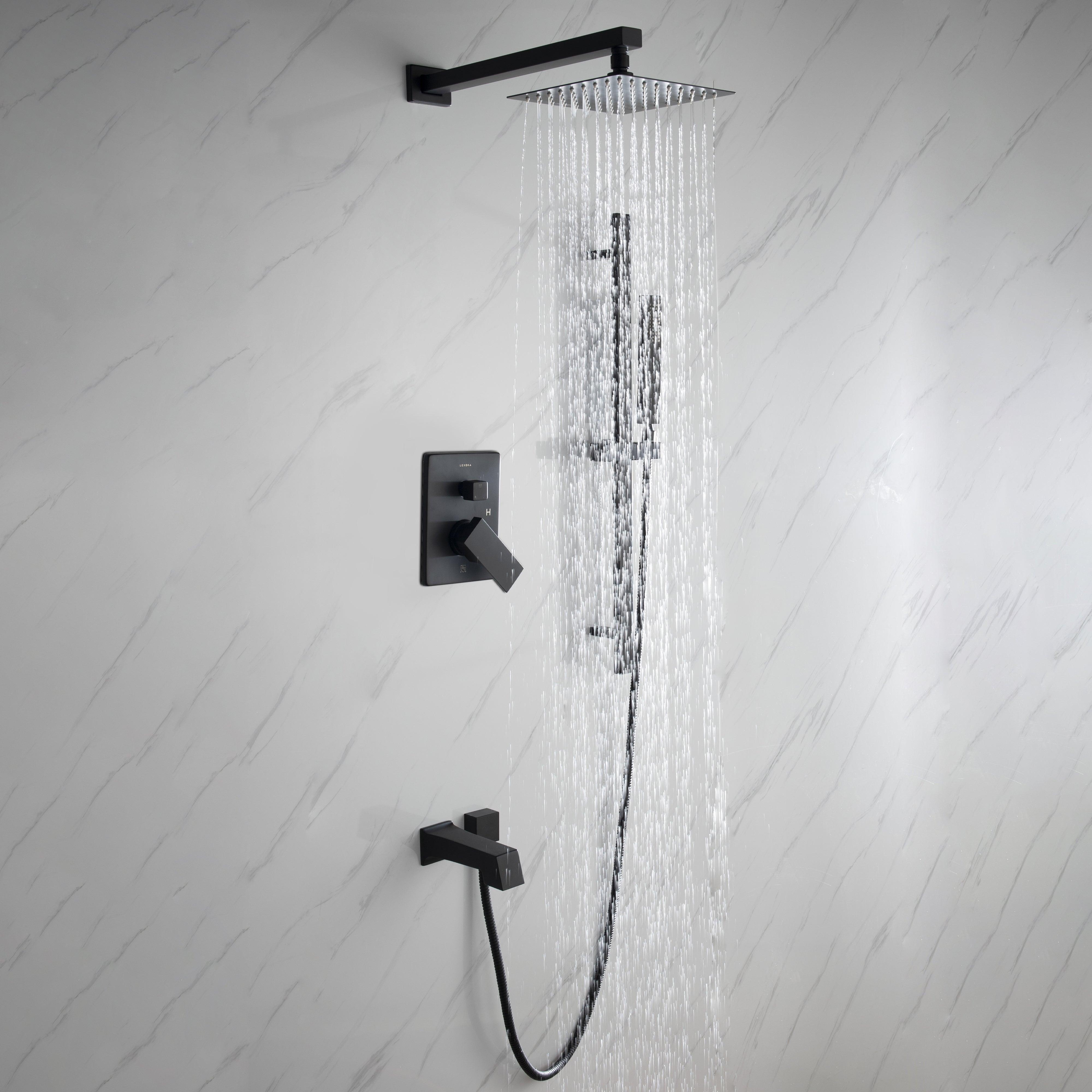 Cero Set, 8" Square Rain Shower and Handheld in Matte Black, Chrome or Brushed Nickel