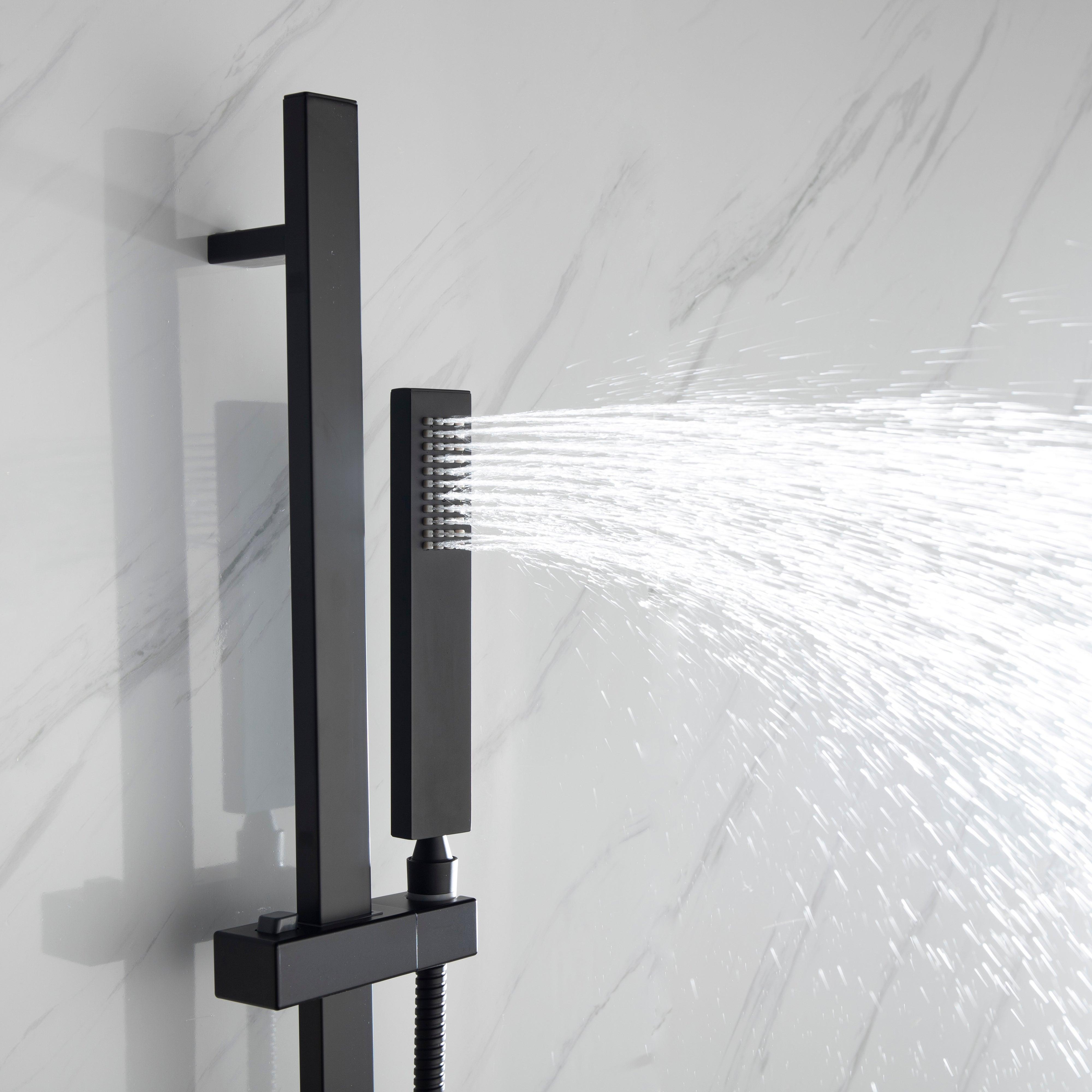 Cero Set, 8" Square Rain Shower and Handheld in Matte Black, Chrome or Brushed Nickel