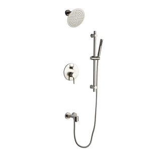 Luviah Set, 8" Round Rain Shower and Handheld in Brushed Nickel - The Bath Vanities
