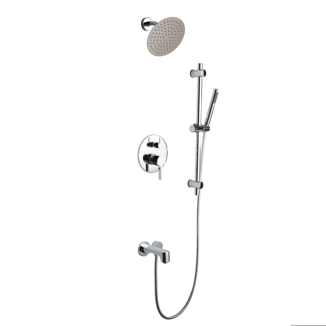 Luviah Set, 8" Round Rain Shower and Handheld in Matte Black - The Bath Vanities