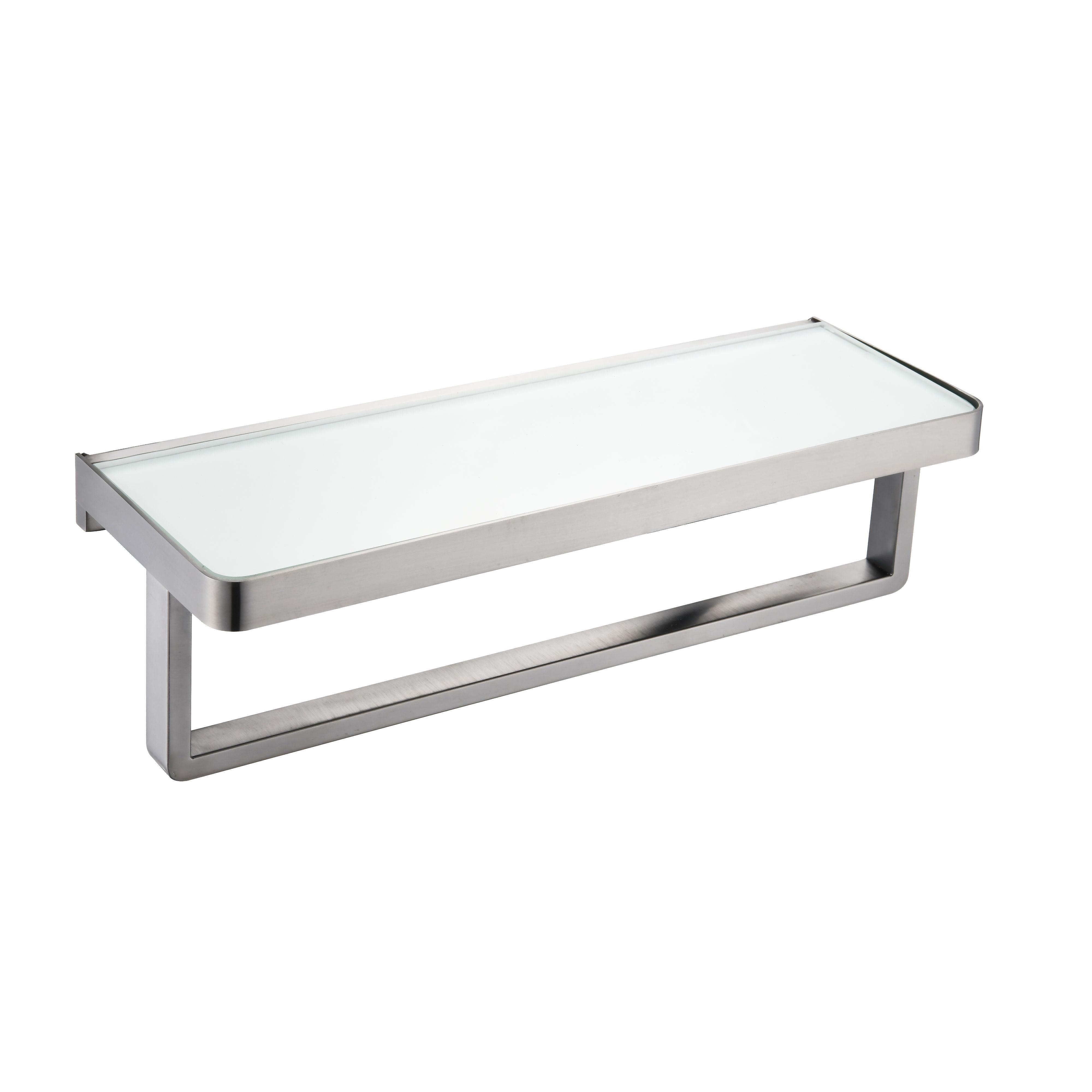 Lexora Bagno Bianca Black / White Glass Shelf w/ Towel Bar