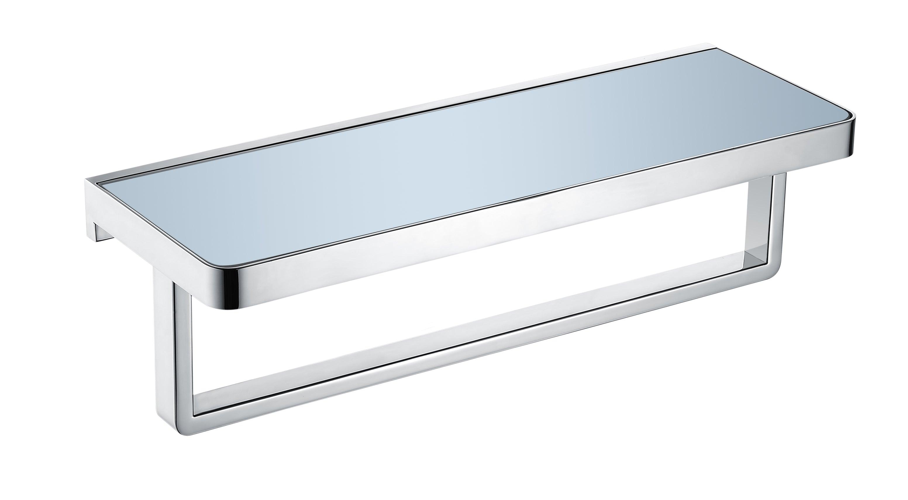 Lexora Bagno Bianca Black / White Glass Shelf w/ Towel Bar