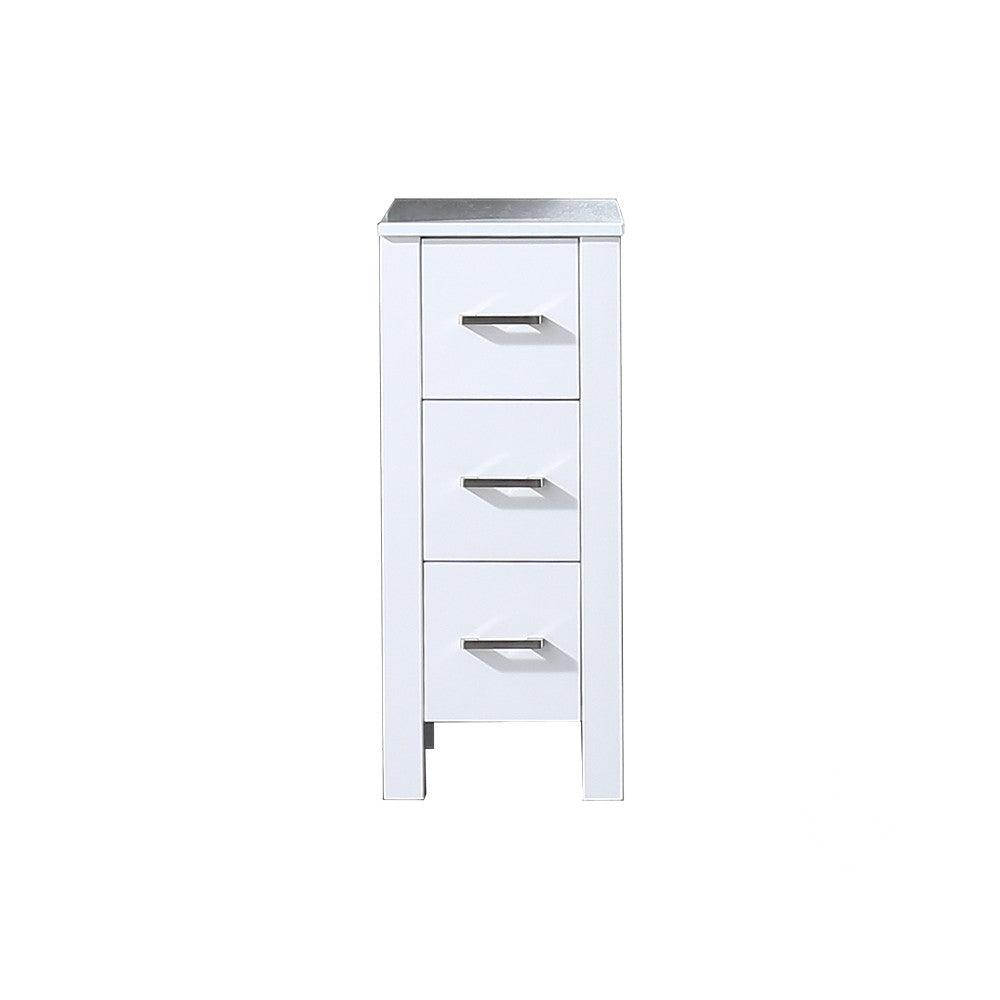 Volez 12" Side Cabinet, Phoenix Stone Top in White - The Bath Vanities