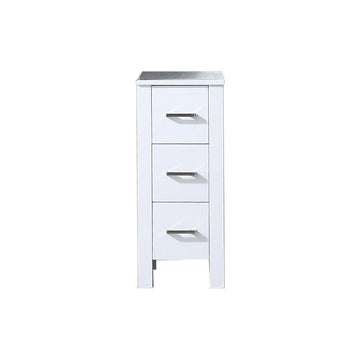 Volez 12" Side Cabinet, Phoenix Stone Top in White - The Bath Vanities