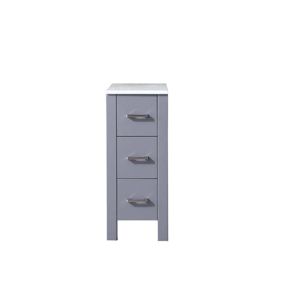 Volez 12" Side Cabinet, Phoenix Stone Top in Dark Grey - The Bath Vanities