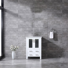 Load image into Gallery viewer, Volez 24&quot; White, Dark Grey or Navy Blue Single Vanity, Integrated Top, White Integrated Square Sink, Available with 22&quot; Mirror and Faucet - The Bath Vanities
