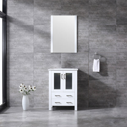 Volez 24" White, Dark Grey or Navy Blue Single Vanity, Integrated Top, White Integrated Square Sink, Available with 22" Mirror and Faucet - The Bath Vanities