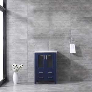 Volez 24" White, Dark Grey or Navy Blue Single Vanity, Integrated Top, White Integrated Square Sink, Available with 22" Mirror and Faucet - The Bath Vanities