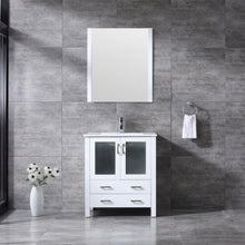 Load image into Gallery viewer, Volez 30&quot; White, Dark Grey or Navy Blue Single Vanity, Integrated Top, White Integrated Square Sink, Available with 28&quot; Mirror and Faucet - The Bath Vanities