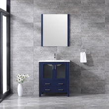 Load image into Gallery viewer, Volez 30&quot; White, Dark Grey or Navy Blue Single Vanity, Integrated Top, White Integrated Square Sink, Available with 28&quot; Mirror and Faucet - The Bath Vanities